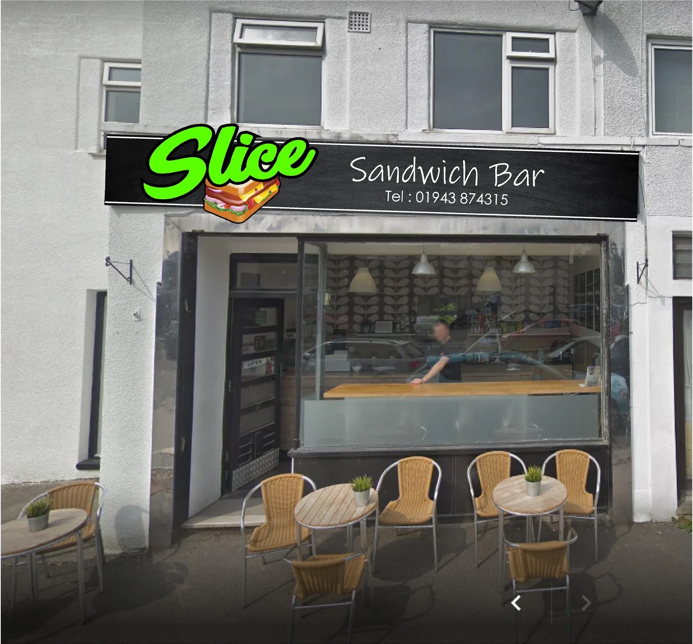 Slice Sandwich Bar shopfront on Tranmere Court in Guiseley